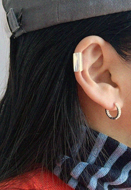 Wide Cover Simple Silver 925 Silver Ear Cuff Earrings