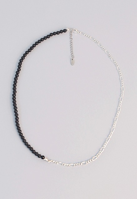 Black Onyx Pigaro Chain Silver 925 Silver Necklace