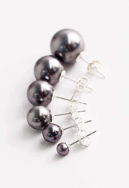 Basic Black Pearl Earrings Swarovski Silver 925 Silver needle by size